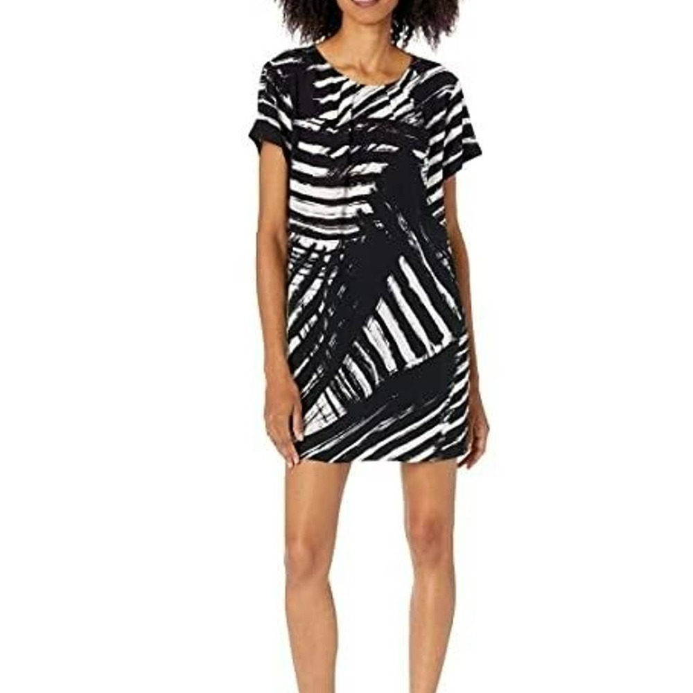 Michael Stars Black & White Brushstroke Print Dress Small